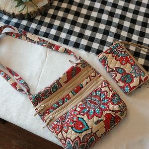 Shoulder purse with wallet.